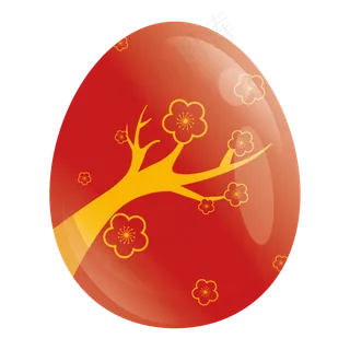 红金色红梅复活节彩蛋