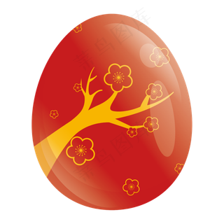 红金色红梅复活节彩蛋