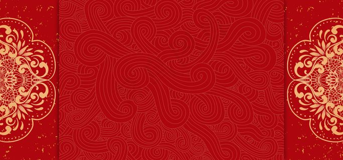 新年花纹红色中国风