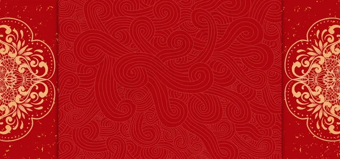 新年花纹红色中国风