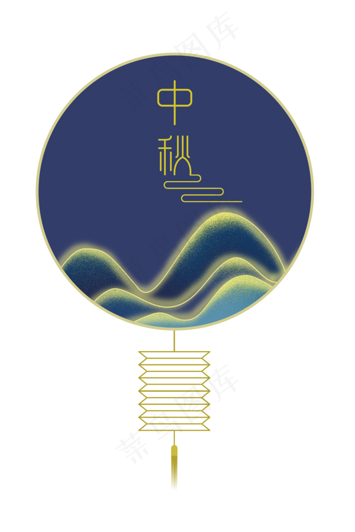 古风中秋佳节剪影边框