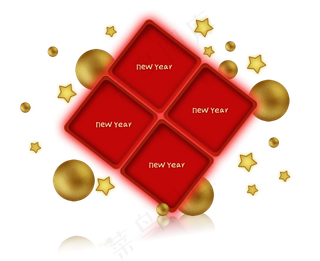 新年春节元旦红色文字框