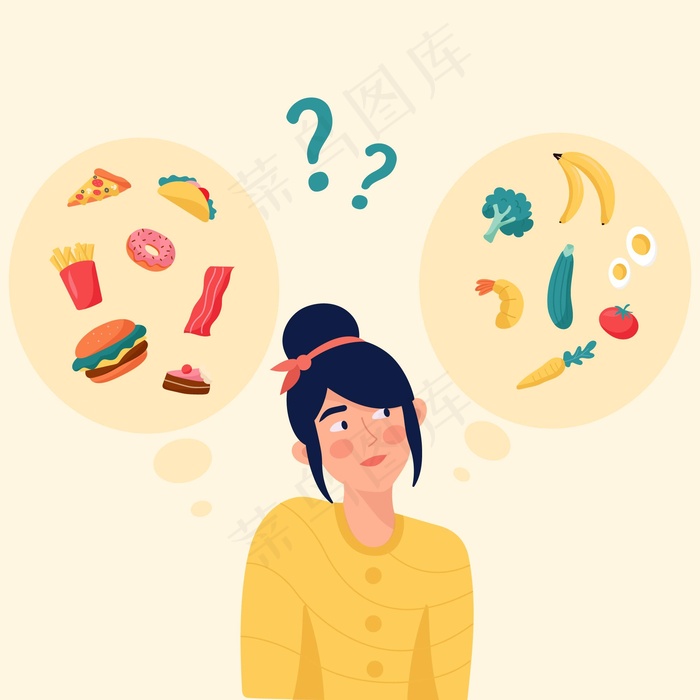 平面设计在健康或不健康食品中的选择eps,ai矢量模版下载