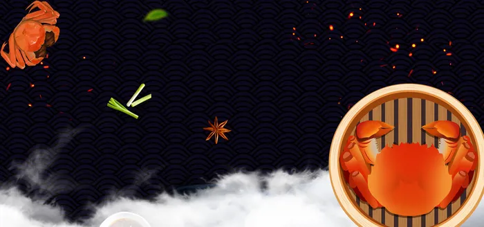 大闸蟹狂欢节简约几何黑色banner(1920*900px 	       )psd模版下载