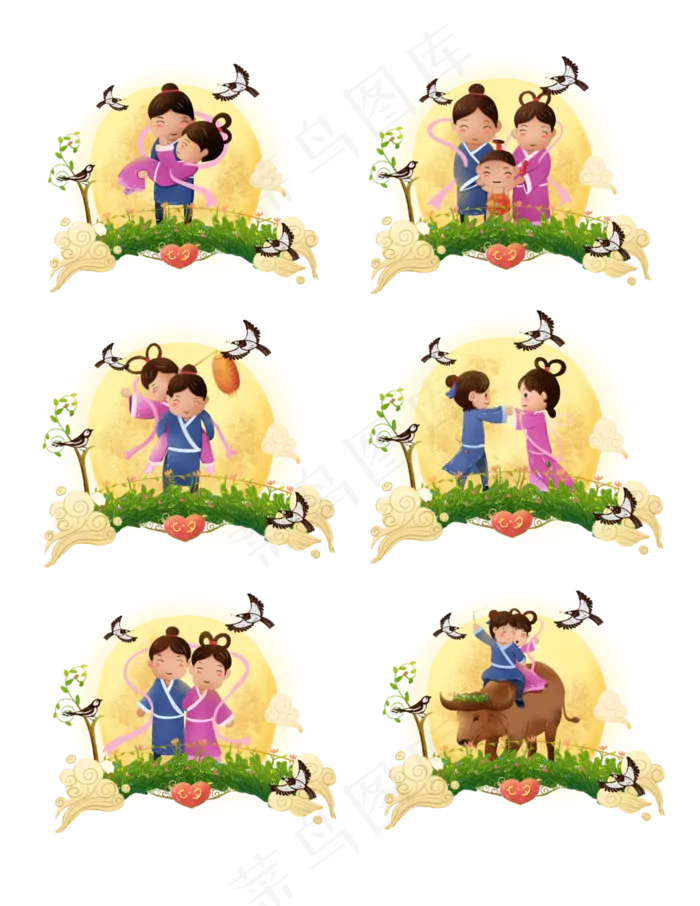 七夕情人节牛郎织女鹊桥汇(2550X3300(DPI:300))psd模版下载