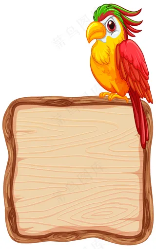 白底可爱鹦鹉板模板