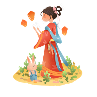 中国风秋嫦娥兔子