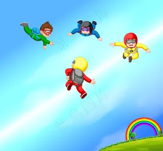 一群快乐的跳伞者