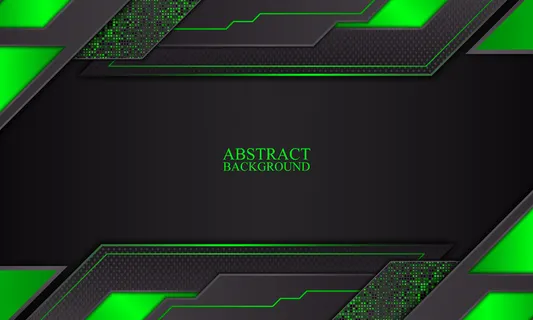 具有黑色和绿色霓虹条纹矢量图的抽象技术背景
