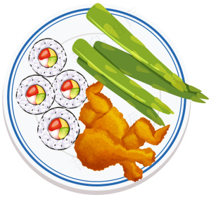 盘子上食物的鸟瞰图