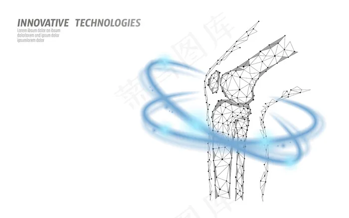 人体膝关节三维模型样机矢量图。低多边形设计eps,ai矢量模版下载