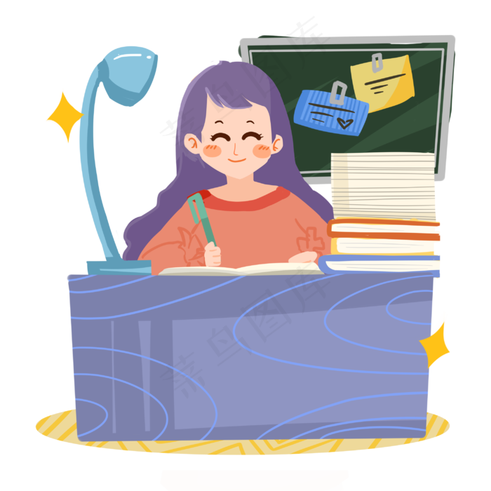 教师节卡通老师批改作业PNG素材