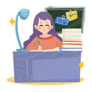 教师节卡通老师批改作业PNG素材