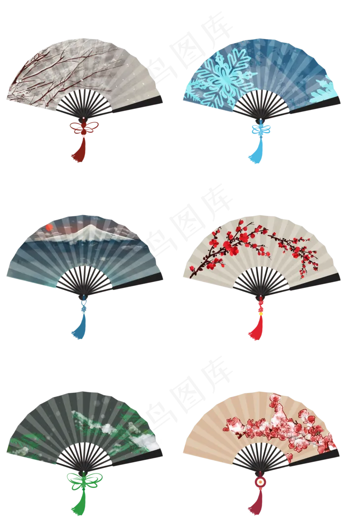 中国风古风手绘扇子合集(2000X3020(DPI:300))psd模版下载