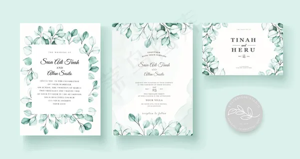 优雅的桉树婚礼请柬套装