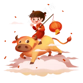 2021年春节红色喜庆牛年骑牛