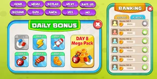 每日奖金和排名菜单弹出游戏项目