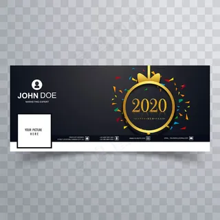 优雅2020新年快乐封面模板