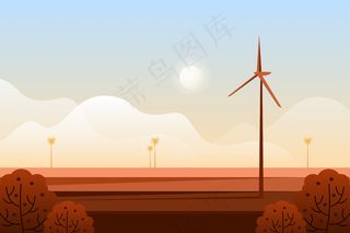 群山星空景观插画