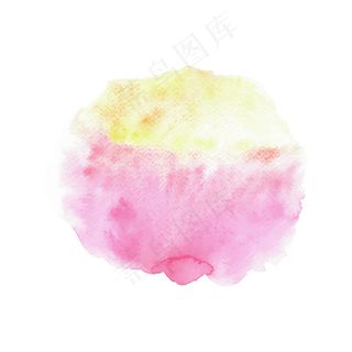 白色背景上抽象的粉黄色水彩。