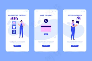 在线购买入职培训 应用程序app屏幕概念