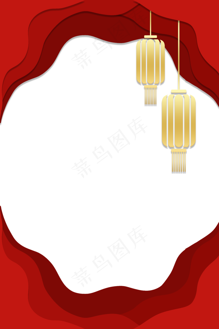 新年剪纸风红色边框(2000X3000(DPI:300))psd模版下载
