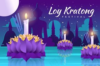 夜色中的荷花和蜡烛