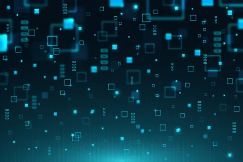 抽象数字蓝色像素雨背景