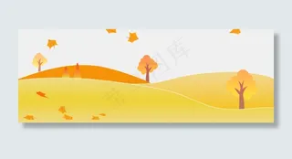 秋季落叶山丘树木