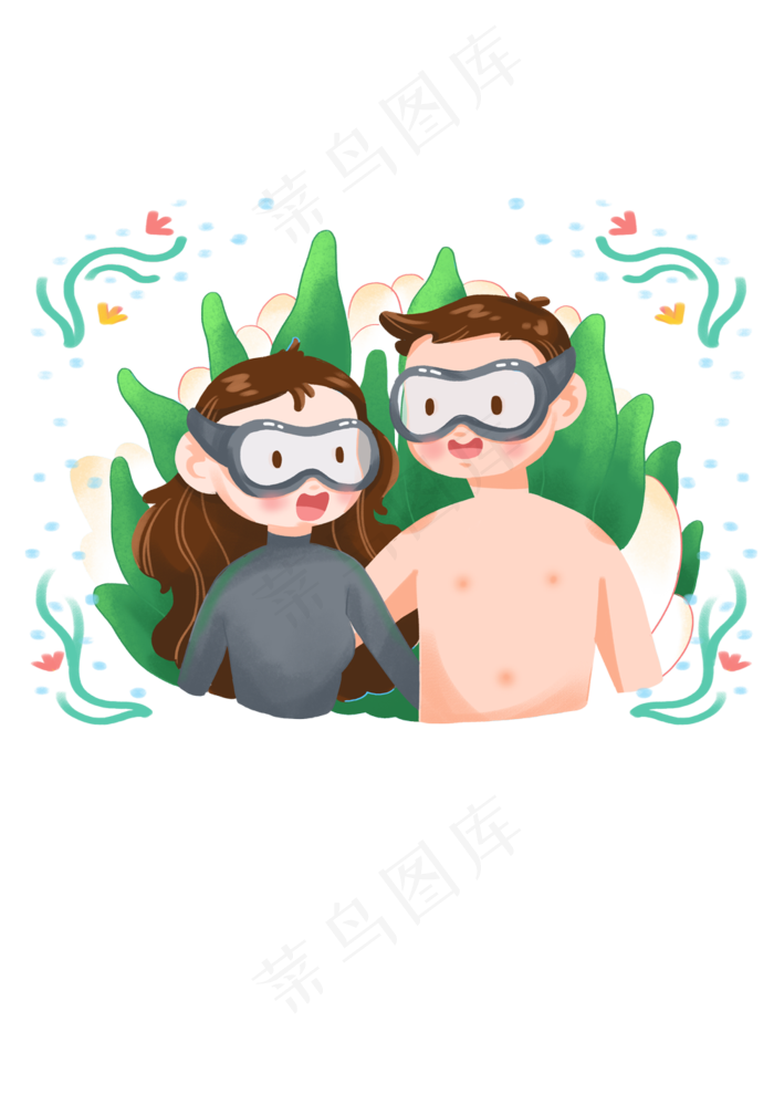 手绘时尚卡通情侣