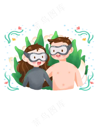 手绘时尚卡通情侣