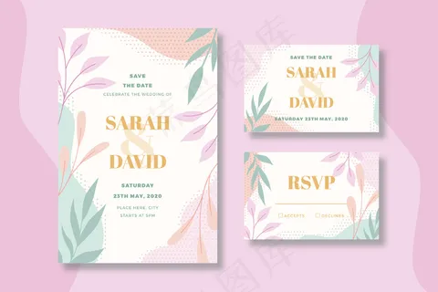 花卉婚礼文具模板