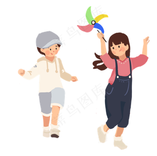 玩耍的女孩男孩