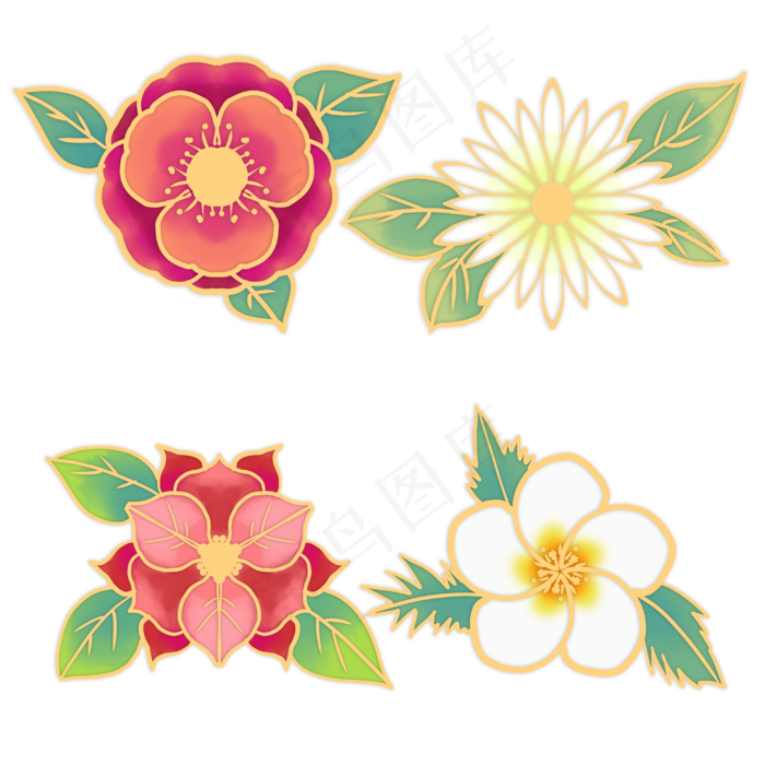 新年花朵剪纸装饰