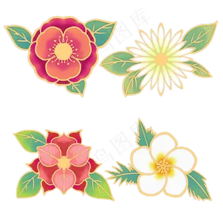 新年花朵剪纸装饰