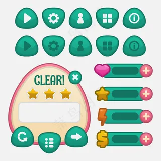 rpg和冒险游戏的一套游戏菜单选择，包括菜单、关卡选择和选项。