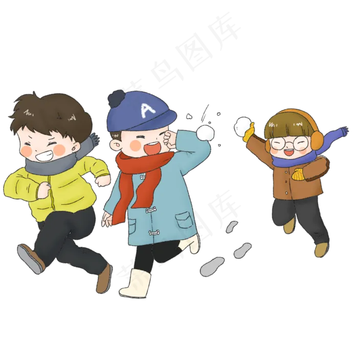 立冬时节在雪地中追逐打闹的男孩(2000X2000(DPI:300))psd模版下载