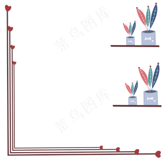 情人节LOVE花盆手绘边框