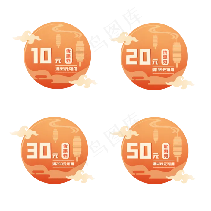 中秋优惠券素材(2000X2000(DPI:300))psd模版下载