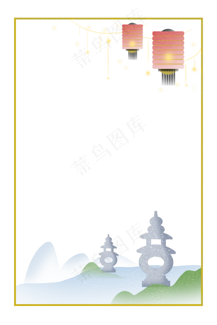 中秋节节日中秋佳节红色灯笼风景(3543X5315(DPI:300))psd模版下载