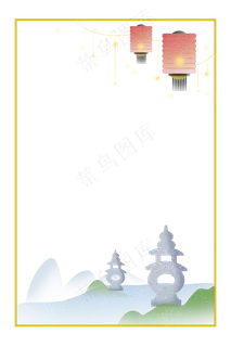 中秋节节日中秋佳节红色灯笼风景