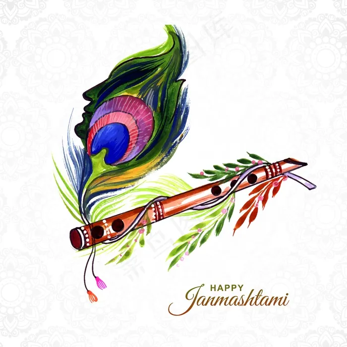 印度印度教节日 janmashtami 庆祝卡背景eps,ai矢量模版下载