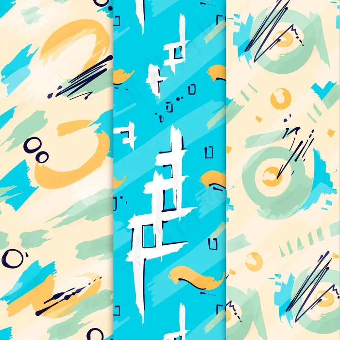 抽象手绘图案集eps,ai矢量模版下载