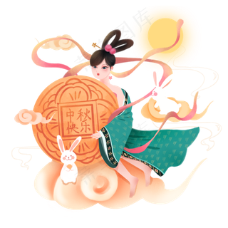 中秋古典仙子嫦娥月饼玉兔