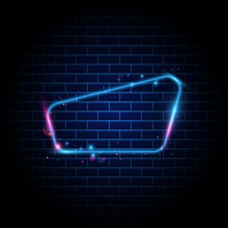 带有闪亮霓虹灯的空白复古镜框