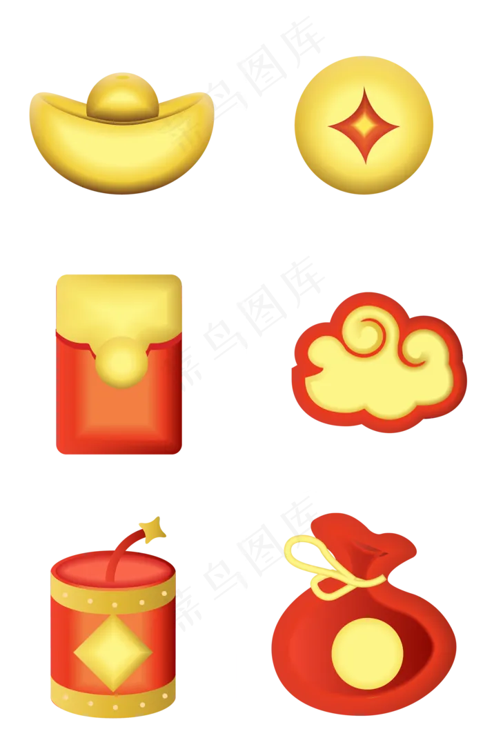 新年立体图标装饰(3000X3000(DPI:300))ai矢量模版下载