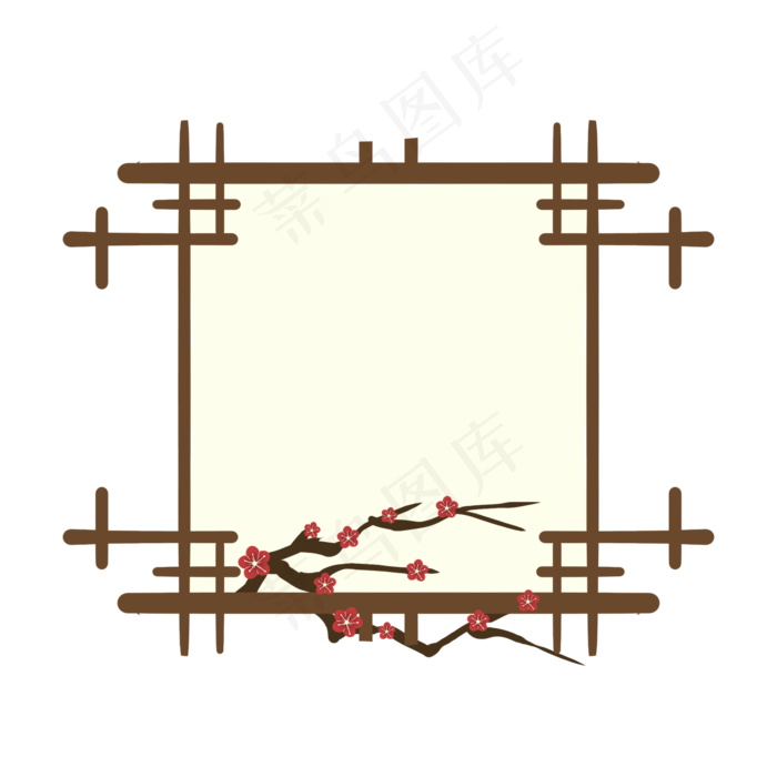 中国古风窗框主题相框(2000X2000(DPI:300))psd模版下载