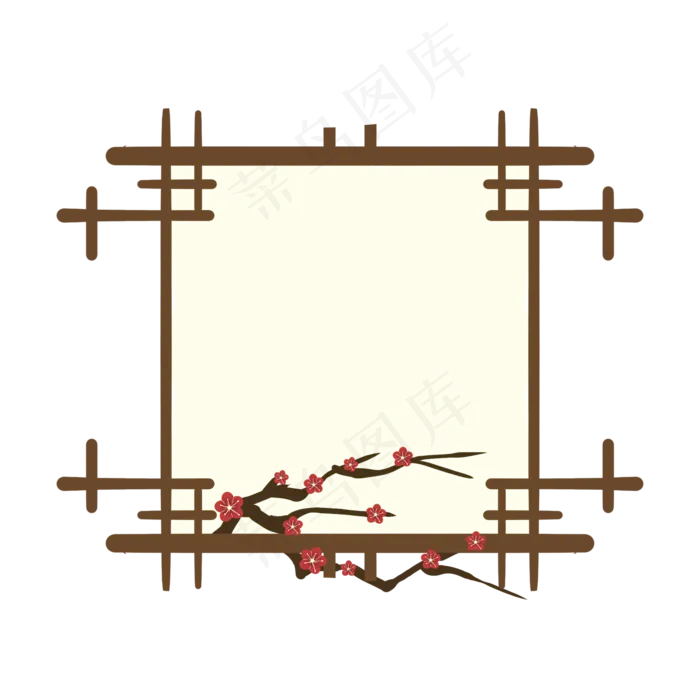 中国古风窗框主题相框(2000X2000(DPI:300))psd模版下载