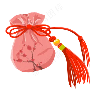 唯美古风中国风粉色女士梅花荷包