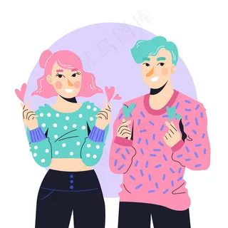 年轻的韩国人做手指心